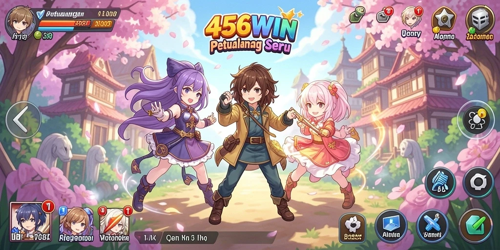 Tampilan utama gameplay 456WIN menampilkan aksi seru dalam suasana Anime.