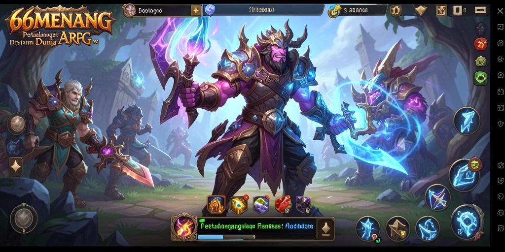 Screenshot gameplay ARPG yang menampilkan pertarungan epik dan karakter menakjubkan.