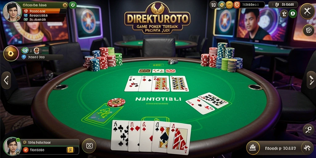 Screenshot utama gameplay Poker di DIREKTURTOTO yang menarik.