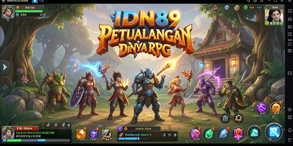 Screenshot IDN89 menunjukkan aksi pertempuran epik dalam game RPG.