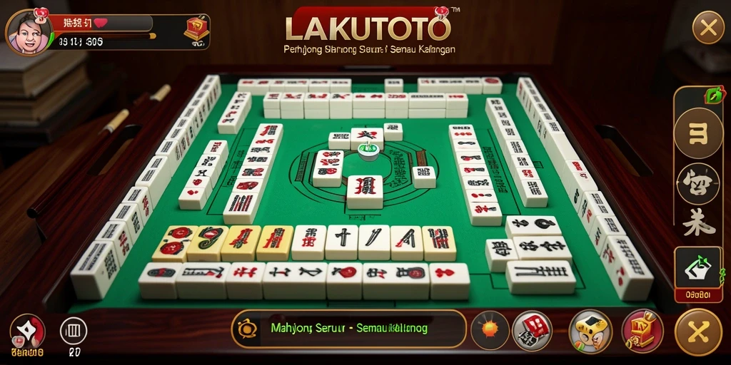 Tampilan gameplay seru di LAKUTOTO dengan ubin Mahjong.