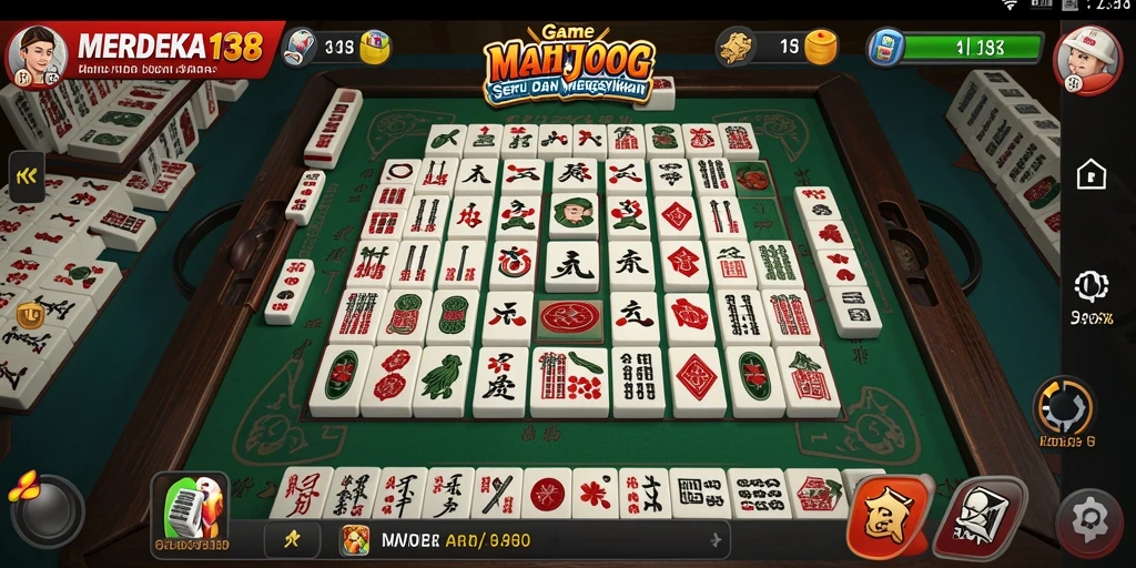 Tampilan gameplay yang menarik di MERDEKA138 dengan ubin Mahjong yang berwarna-warni.