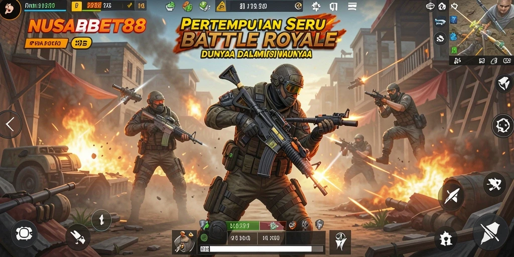 Tampilan gameplay mendebarkan dari NUSABET88 dengan aksi Battle Royale yang intens.
