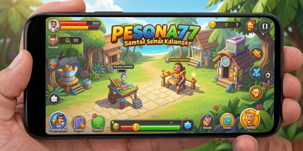 Tangkapan layar PESONA77 menampilkan gameplay yang ceria dan interaktif.