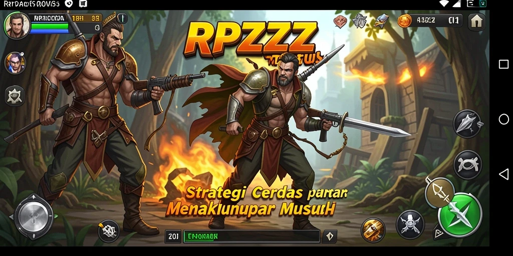 Screenshot gameplay RPZZZ dengan pertempuran yang mendebarkan.