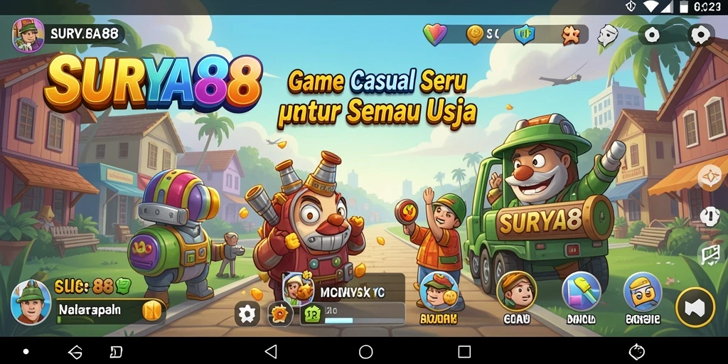 Tampilan gameplay SURYA88 yang menarik dan berwarna.